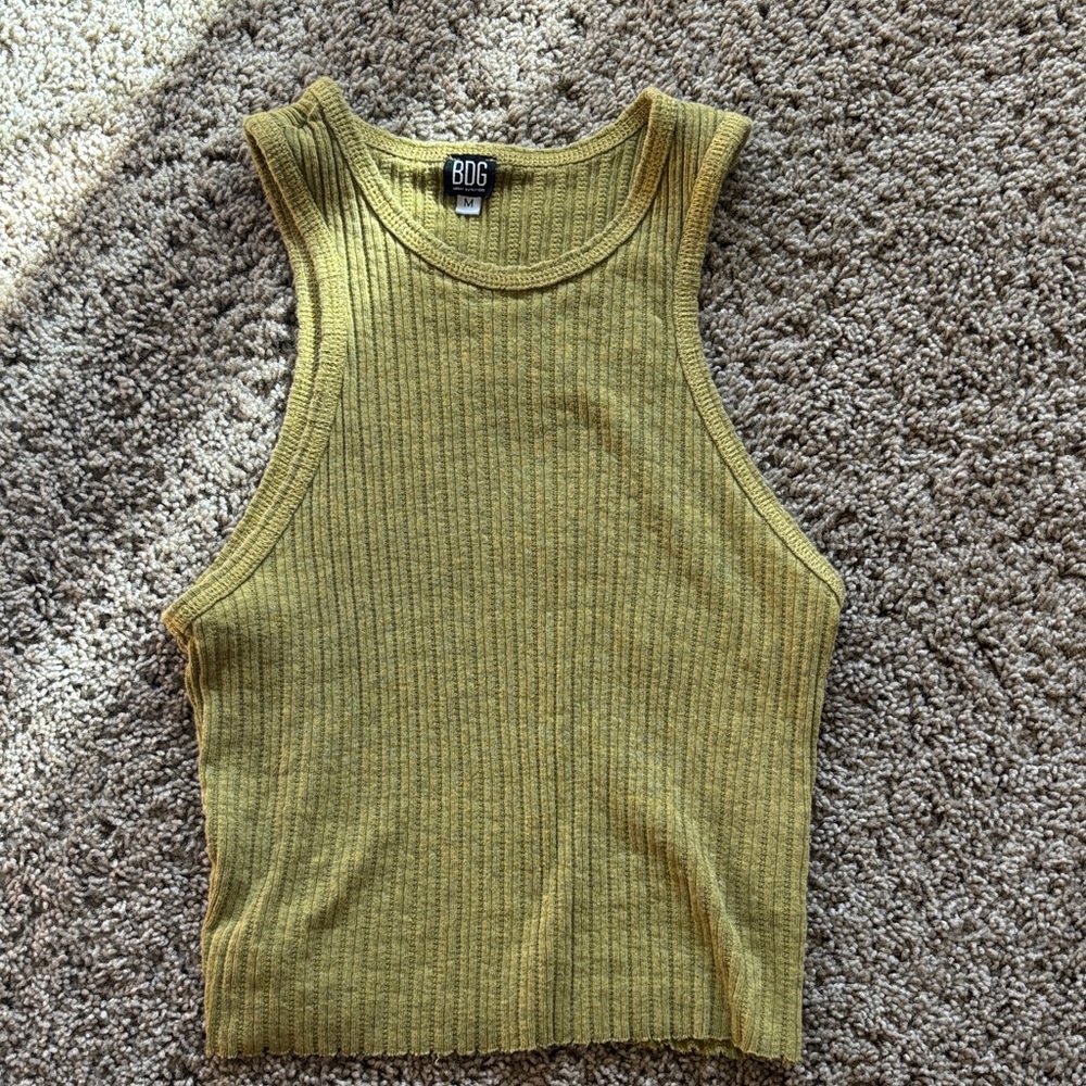 BDG Green Ribbed Tank Top
